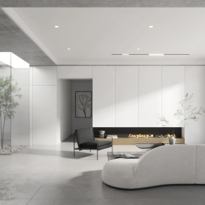 现代极简家居客厅3D模型下载